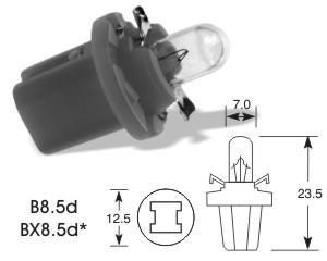Lampadina Narva 12V 1.2W BAX10D B8.5d nera