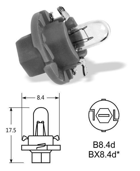 Lampadina Narva 12V 1.8W BX8.4D attacco beige