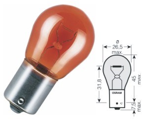 Lampadina Osram 12V 21W BAU15s gialla