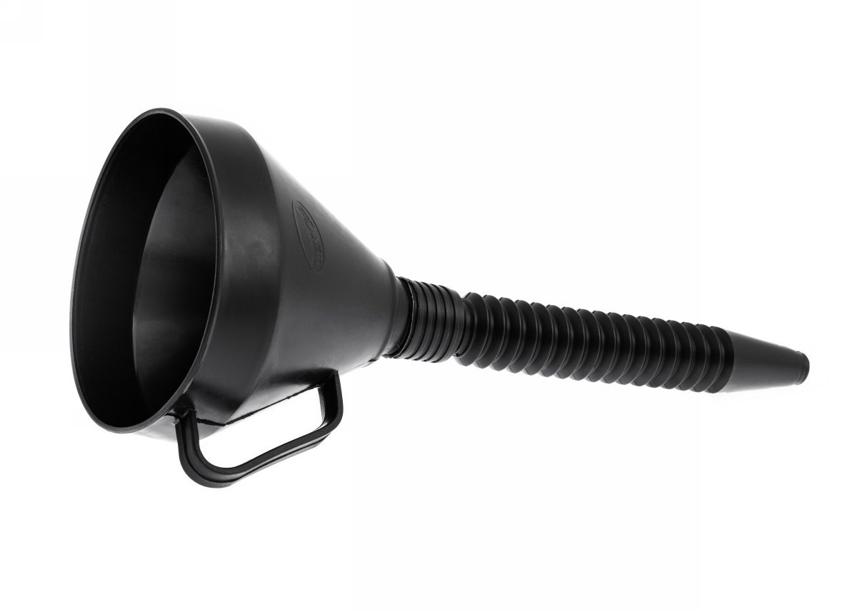 Imbuto per carburante con filtro in plastica nera