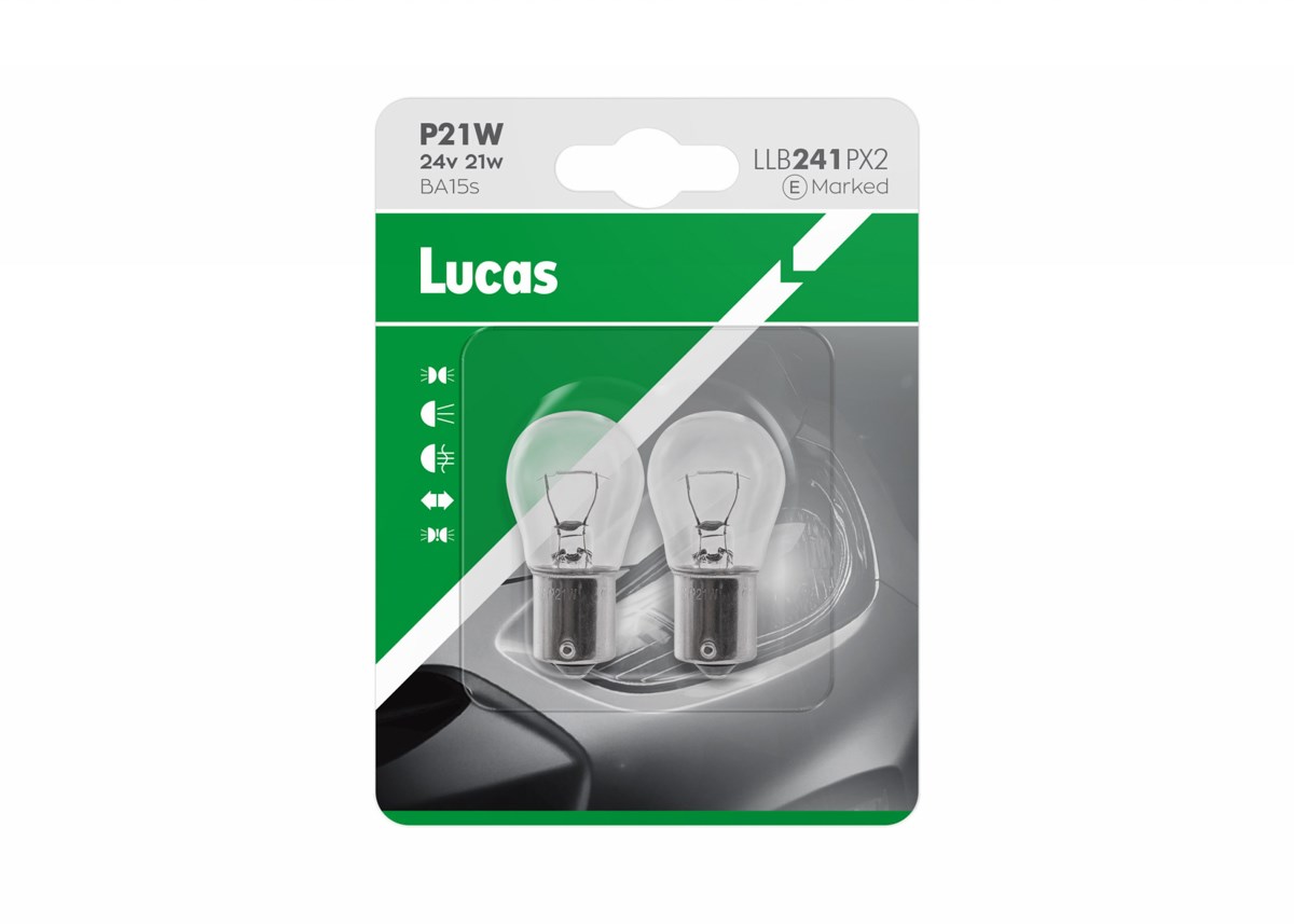 Lucas 24V 21W BA15s P21W blister da 2 pezzi