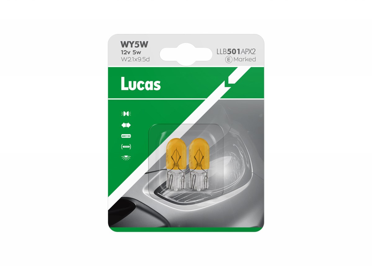 Lucas 12V 5W W2,1x9,5d WY5W giallo 2 pezzi