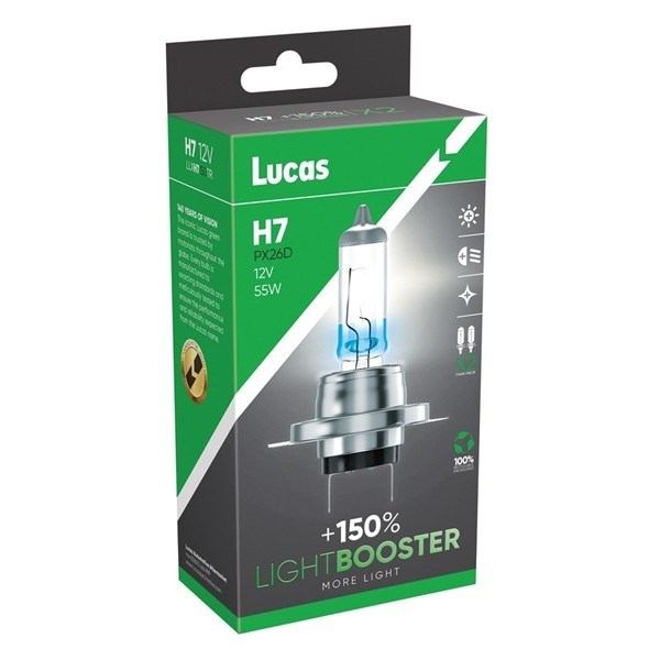 Lampadina Lucas 12V 55W PX26d H7 +150% di luminosi